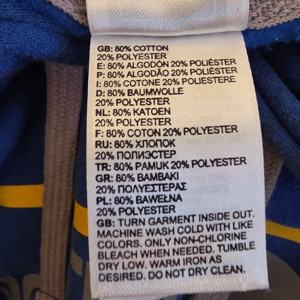 The North Face Since 1968 Blue Grey Yellow Hoodie Pullover‎ Men's LG